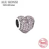 100% S925 argento sterling riflettente perlina fascino auto amore cuore fiore misura i gioielli braccialetto donna pan originale