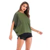 Dorywczo Batwing Rękaw Loose T Shirt Kobiety Patchwork Pasek Lato Wygodne Topy Kobiece Armia Zielone Pulowers Femme Koszulki 210507