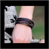 Charm Drop Delivery 2021 Vintage Retro Punk Handgjorda Fashion Jewelry Multilayer Leather floided rep armbandsmän armband armband för MA