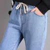 Jeans mujer suelta casual cintura alta harem para mujeres novio hembra streetwear pantalones de mezclilla longitud del tobillo 210514