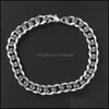 Link Jewelrylink Chain Bracelets Mens Stainless On Hand Steel Sier Color Bracelet Male Aessories Fasion Jewellery Simple Punk Drop Deliver