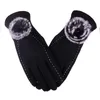 Luvas sem dedos Mulheres elegante Touch Touch Screen Velvet Winter Inverno Condução Ao Ar Livre Anti-Wind Mittens