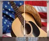 Rideaux rideaux de fenêtre occidentaux pour chambre d'enfants musique country guitare acoustique drapeau américain quatrième de juillet Po