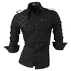 Jeansian Men's Dress Shirts Casual Stylish Long Sleeve Designer Button Down Slim Fit 8397 WineRed 220307