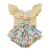 Ensembles de vêtements 2pcs Baby Girl Clothes Set Summer Born Infant Ruffle Ruffle Short Sleves Tops Floral Stripe Stophing Ten et pour tout-petit D308319516