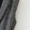 Herbst Frauen Plaid Weste Jacken Mäntel Ärmellose Gürtel Taschen Casual Weste Weibliche Stricken Oberbekleidung Kleidung 210513