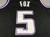 Mens Basketball Fox 5 Partihandel Stitched Jerseys Factory Högkvalitativ storlek S-XXL Färg Svart Vit Lila Blå
