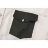 Beyaz Denim Ceket Dikişli Cep Yaka Tek Göğüslü Streetwear Kore Jean Dış Giyim Rahat Gevşek Harajuku Bf Ceket Lady 210417