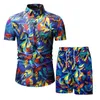 Summer Hawaje męskie Dres Dressuit Casual Short Men Sports Garnitur Wakacje Koszulka + Spodenki 2 Zestawy Brand Sportswear Slim 210806