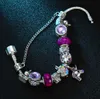 Bracelet à breloques personnalisé pour enfants et filles, bracelet de luxe en argent bleu, licorne, cheval, 79095427426290