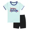 Digger Baby Jungen Pyjamas Anzüge Sommer T-Shirts Hose Kinder Kleidung Sets 100% Baumwolle Kinder Nachtwäsche Nachthemd T-shirts 210413