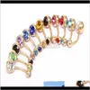 Anneaux de cloche Drop Livraison 2021 Acier inoxydable Or Cristal Strass Nombril Anneau Nombril Bar Corps Piercing Bijoux Jwhjr