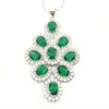 Серьги ожерелья устанавливают кубическое циркониевое серебро 925 для женщин зеленый большой CZ создал подвесные и серьги.