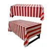 クリスマステーブルクロスサーカス赤と白の縞模様のテーブルスカートサーカステーマテーブルカバーパーティーデコレーションW-01279