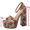 Sandels Sandalias Con Estampado de Flores Y Correa en El Tobillo Para Mujer Zapatos Gladiador Plataforma Tacón Superalto Sexs Boda 220303