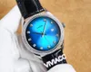 Topkwaliteit mannen rose goud zilver diamanten verloop blauw horloge automatische mechanische sport kalender horloge 41mm