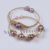 Freshwater Pearl Bead Wrapped Adjustable Cuff Opening Bangle Bracelet For Women6127295