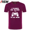 Eu parei meu jogo para estar aqui homens t-shirt engraçado video gamer jogador jogador humor piada t shirts letter cópia tops 210707