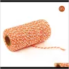 Yarn Clothing Fabric Apparel Drop Delivery 2021 100 Meters/Roll 2Mm Double Color Cotton Baker Twine Diy Handmade Rope Accessories Twisted Cor