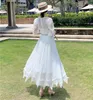 Взлетно-посадочная полоса дизайн дамы кружева лоскутное шифоновое плиссированное длинное платье старинные женские элегантные высокие талии стройные максимальные платья Vestido 210518