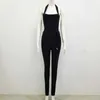 Donne Sexy Designer Halter Nude Black Bandage Tuta aderente High Street Celebrity Skinny Party Pagliaccetti 210527