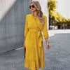 Jastie Femmes Summer Robe Polka Dot MIDI Robes Bohemian Hippie Casual Beach Dress Women's Clothing Vestidos de Verano 210419