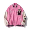 Męskie kurtki 2022 Para Varsity Baseball Jacket with Bear Hafdery Fashion Hi Street Ogniarna hip hop Letterman Płaszcz Unisex