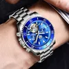 Lige Mens Zegarki Moda Top Marka Luksusowy Biznes Automatyczny Zegarek Mechaniczny Mężczyźni Casual Wodoodporna Watch Relogio Masculino + Box 210517
