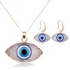 Blue Inspired Jewelry Evil Eye Druzy Drusy Pendant Necklace Earrings Resin Quartz Crystal Fashion For Women