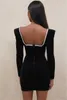 High Quality Black Sexy Deep V Neck Diamonds Velvet Bodycon Mini Dress 2022 Vintage Elegant Club Evening Party Vestidos Casual Dresses