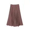 Elegant Print Pleated Skirt Summer Long Skirts For Women Floral A-line Longue Maxi Jupes Pour Les Femmes Chiffon Mid-calf Skirts 210619