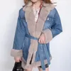 여성의 모피 가짜 자연 여성 코트 2022 겨울 패션 리얼 밍크 오리 다운 내부 재킷 여성 데님 겉옷