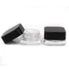 5 ml 5G Premium Glass Concentrate Jar Cube Square Style Black White Lid Thick Oil Dab Container