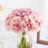 Dekorativa blommor kransar silke hortensior konstgjorda vaser för dekoration rosa bukett diy hantverk juldekorationer hem bröllop deco