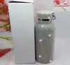 Sparkling av high-end isolerad flaska bling rhinestone rostfritt stål termadiamant termo silver vatten med lid2440