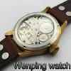 Wristwatches 43mm Bronze Case Sapphire Glass Sterile Dial Luminous 17 Jewels Hand Winding 6497 Movement Mens Top Classic Casual Watc