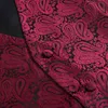 Mens Classic 3pc Jacquard Wine Red Paisley Vest Set Necktie Pocket Square Waistcoat Formal Wedding Party Dinner Chaleco Hombre 210522