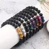 Brins de pierre de lave naturelle, 8mm, perles, bracelets porte-bonheur, bijoux élastiques faits à la main pour femmes et hommes, accessoires de mode