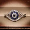 Панк-самки голубое кристалл каменное кольцо очарование Zircon серебряный цвет 2021 обручальные кольца для женщин изысканные злые глаза полые вовлечения кольца1