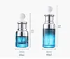 Måttligt pris 20ml 40ml Luxury Glass Dropperflaska Unik serum Blå färg med speciell