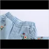 Pantolon Bebek Giyim Bebek Annelik Damla Teslimat 2021 Çocuk İşlemeli Çiçekler Moda Denim Şort Kızlar Giysileri Vahşi Stil Yaz Promosyon
