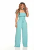 Womens Jumpsuits Rompers Designer Sexy Off Shoulder Crop Top Slanke Bodycon Vrouwelijke Zomer Mouwloze Lange Broek PlayBroad Poot Jumpsuit