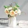 1PCミニマリストの白い花の花瓶麻の麻の花瓶ヘンプロープホームデコレーションデスクトップ花瓶ドライフラワーコンテナポット210409