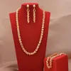 Orecchini Collana Dubai Set di gioielli Placcato oro 24K Regali di nozze africani di lusso Bracciale da sposa Anello Set di gioielli per le donne276f