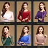 Women Mesh Elastic Blouse Shirt Autumn Winter Casual Tops and Blouses Turtleneck Long Sleeve Slim Plus Size Sexy Stretch 220315