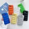Fashion Brand Down Jacket Phone Cases For iPhone 13 12 Mini 11 Pro Max X XS XR 7 8 SE2 The Puffer Case Soft Cloth Back Cover