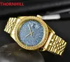 Fashion Full Diamonds Dial Ring Men Women Watch 40mm الفولاذ المقاوم للصدأ أعلى جودة عشاق الساعات رجل الكوارتز الفاخرة الأعمال الكلاسيكية على مدار الساعة