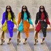 Färgglada tryckta joggare Kvinnor TRACKSUIT 2 Piece Outfits Långärmad Top Tunika och Baggy Pants Lounge Wear Street Fashion Sets 210525