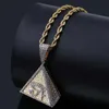 Ожерелья с подвесками в стиле хип-хоп, глаз Гора, египетская пирамида, ожерелье золотого цвета, Iced Out Bling, микро-паве, кубический цирконий, подвеска для мужчин, Gi3127