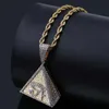 Pendant Necklaces Hip Hop Eye Of Horus Egypt Pyramid Necklace Gold Color Iced Out Bling Micro Pave Cubic Zirconia Charm For Men Gift